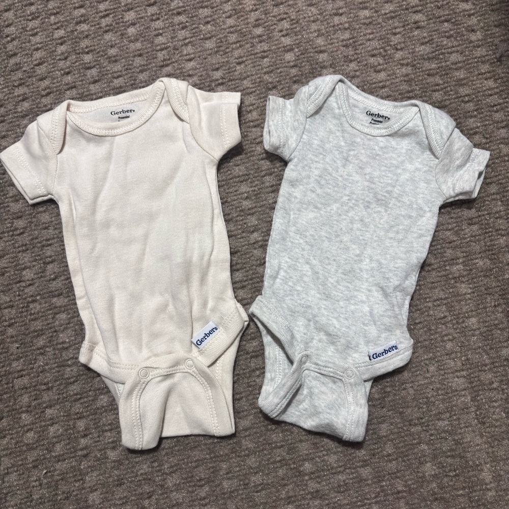 Gerber Baby Bodysuit Set - Cream and Gray